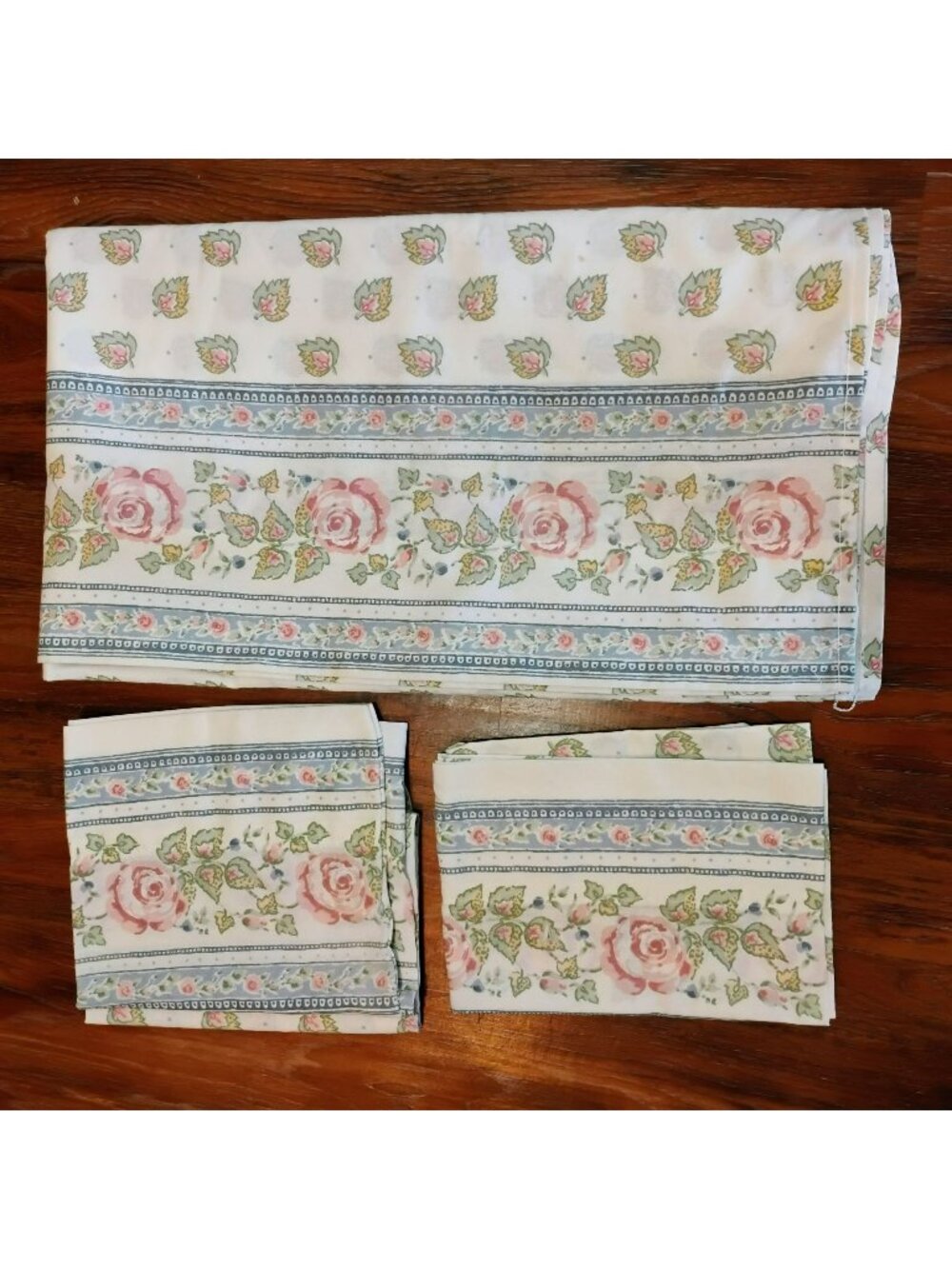 Vintage Westpoint Stevens Queen Flat Sheet 2 Pillowcases Pink Rose Cottagecore